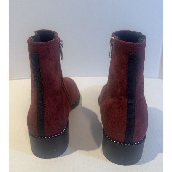 BeBe Women's Burgundy Bootie Ankle Boots Size 6.5 1/2 Zipper Faux Suede - Picture 4 of 10